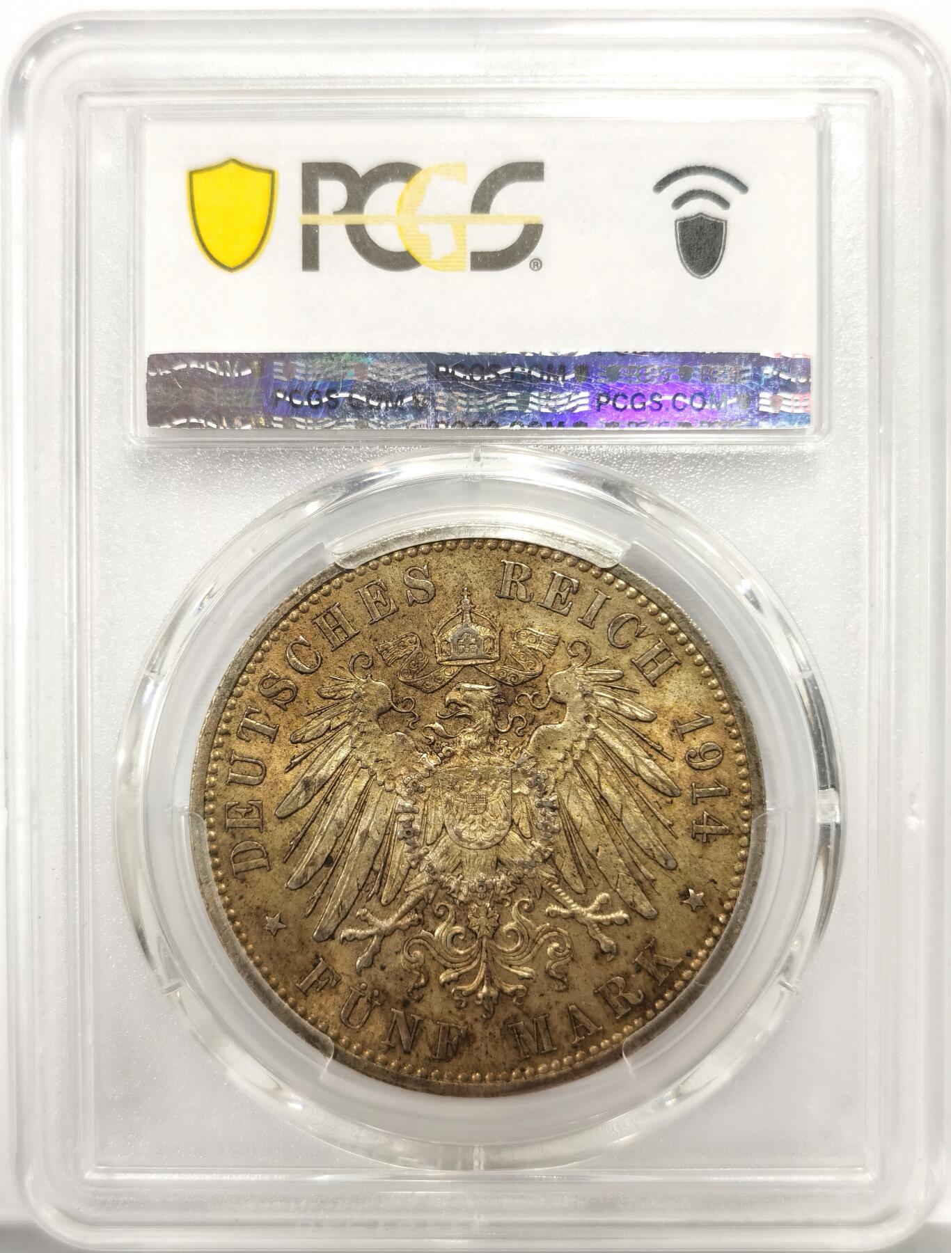 博洋堂“心向春光”2月精品大拍专场暨第160期（全场包邮） PCGS MS63 德国普鲁士1914年A威廉二世5马克 欧洲老包浆