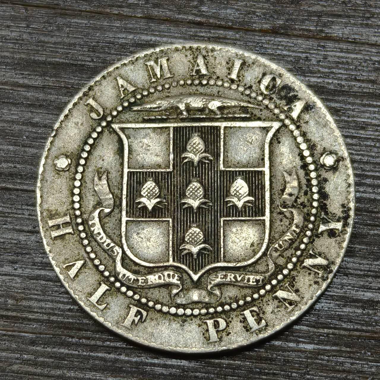 【本场4.12号发货】★第145★散币专场 不寄存，30包邮。不满30元，支付5元运费。《接受代拍 代送NGC评级》 79【无寄存】英属牙买加半1918年 便士 铜镍币 乔治五世