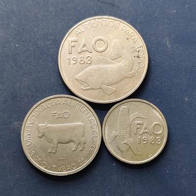 【全场包邮】纯粹捡漏拍500场-持续更新中 - 葡萄牙1983年FAO纪念币3枚套币