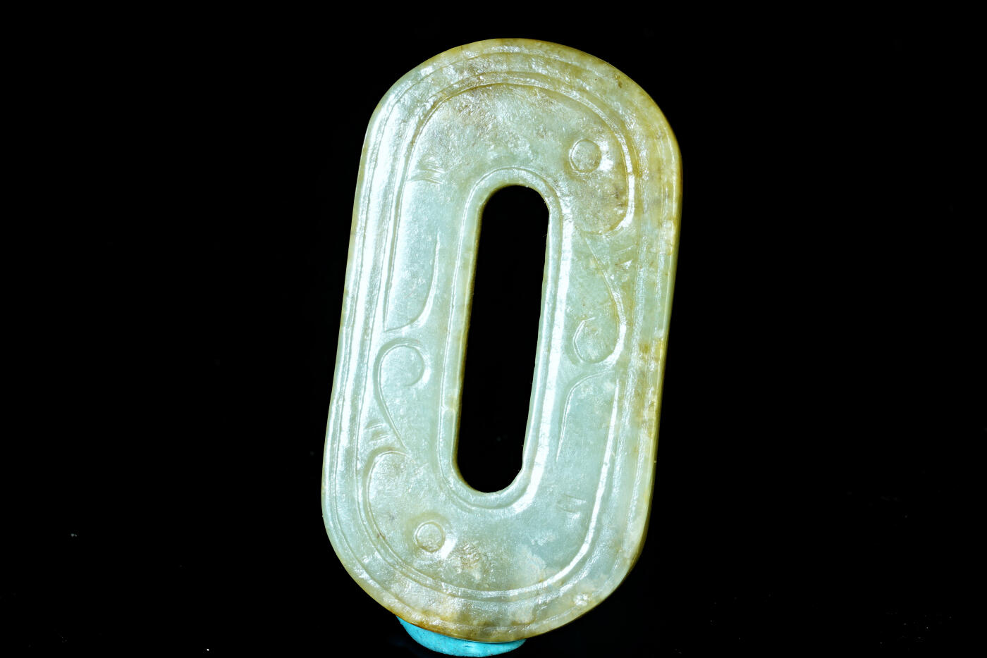 上海都达杂项专场十九（全场包邮） 和田玉湖水绿精雕《绦环》挂件