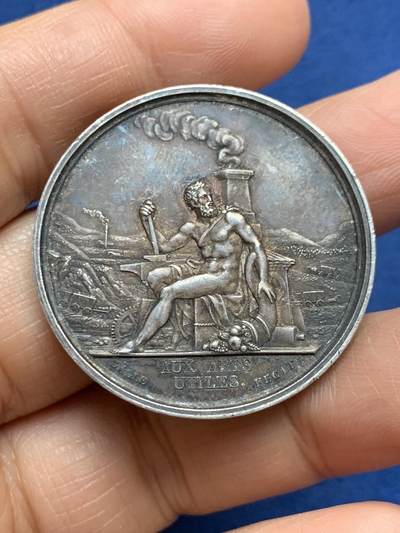 《竞宝斋》第465场 周日，周一，周二，3场连拍 （全场包邮）欢迎送拍 - 法国卢瓦尔河帝国农业、工业、科学、艺术和文学协会银质代币，22.2g，36.3mm，蜜蜂边铭