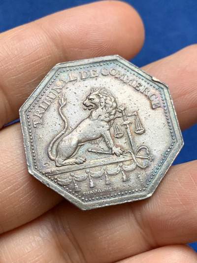 《竞宝斋》第465场 周日，周一，周二，3场连拍 （全场包邮）欢迎送拍 - 法国八角银章，里昂商业法庭，15.9g，32.6mm，早期无边铭