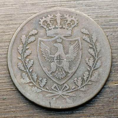 【铜匠收藏】★第144★散币专场 不寄存，30包邮。不满30元，支付5元运费。《接受代拍 代送NGC评级》 - 85【无寄存】意大利 撒丁岛 1826年 5分 铜币