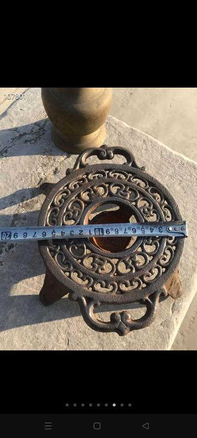 铸铁温酒炉 特大铜壶一套 保存完好 尺寸如图 全品 - 铸铁温酒炉 特大铜壶一套 保存完好 尺寸如图 全品