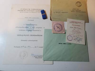 韵星假日军品类拍卖第三十九期暨默多克中校夫妇专场 -- Rimey Holidays Militaria Auction 39 & The Modoks Collection  - 匈牙利人民共和国人民军服务30年奖章证书+佩戴证明 带原函件 维护国家安全奖章略 信件