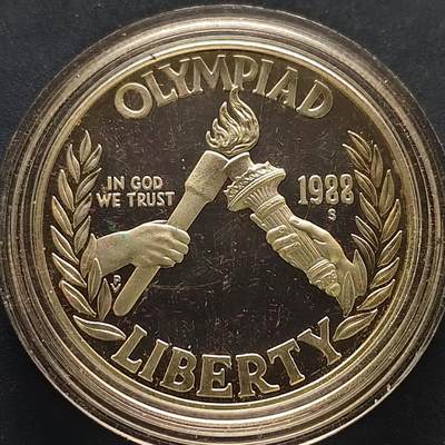 【全场包邮】纯粹捡漏拍501场-持续更新中 - 美国1988年1元首尔奥运会S版精制纪念银币【38.1毫米26.73克90%】