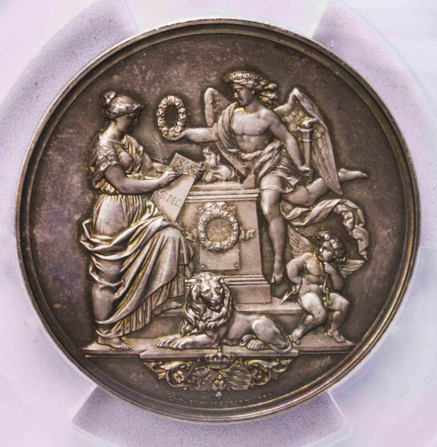 PCGS-SP64 1858黑森双头大银章 唯一冠军