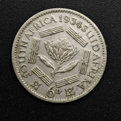 【淘币小摊】实时拍第八百六十三拍   小银币散币场   年前最后一周 之前的预留小年前全部发出 请更换最新收货地址  - 南非1934年乔治五世6便士银币