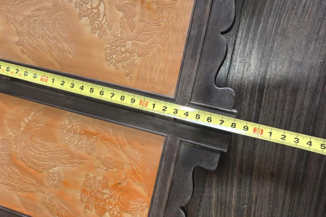 兰馨堂竹雕专场 老红木竹黄风景人物屏风摆件装饰品