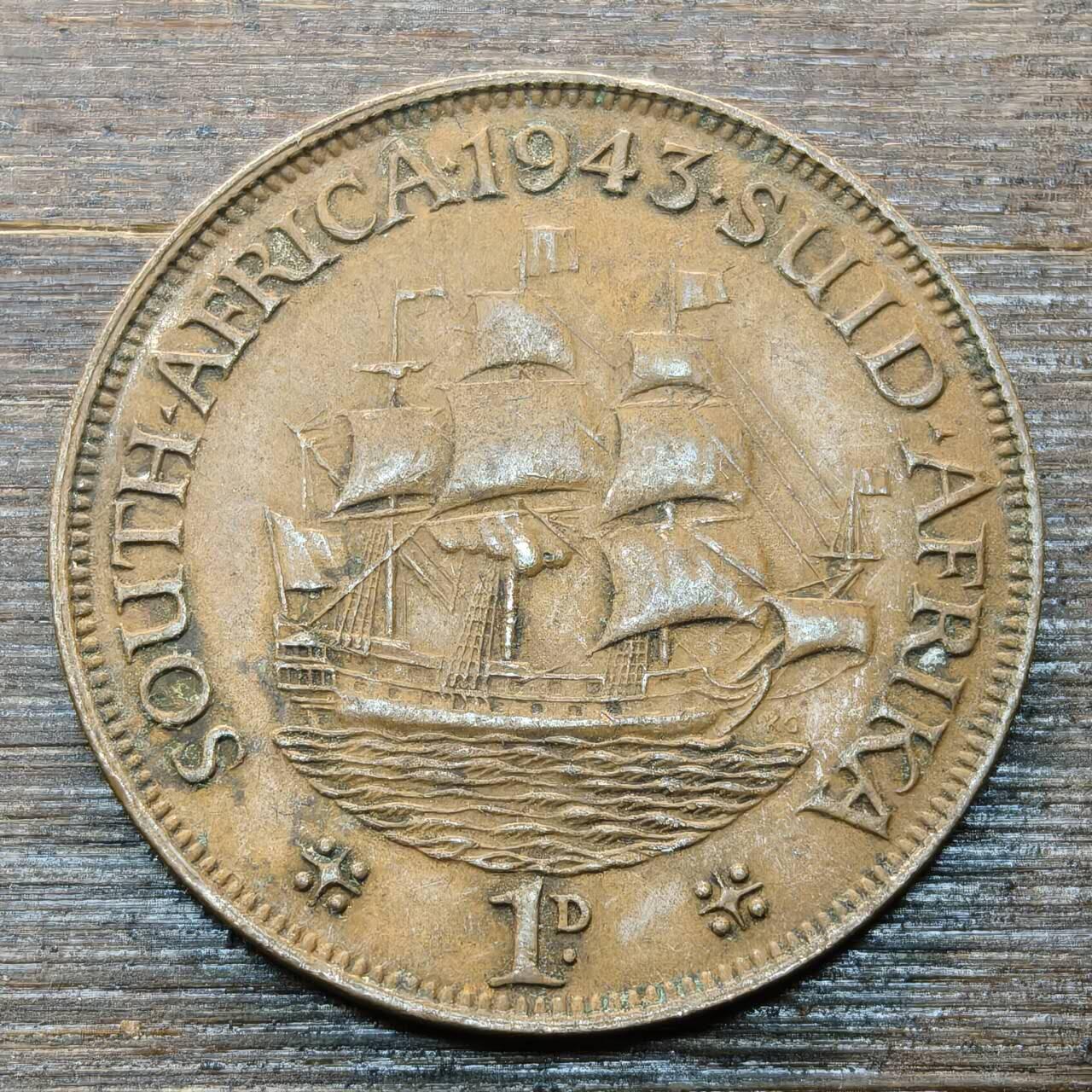 【本场4.12号发货】★第145★散币专场 不寄存，30包邮。不满30元，支付5元运费。《接受代拍 代送NGC评级》 35【无寄存】英属南非 1943年1便士 青铜币