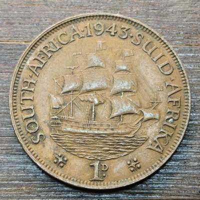【本场4.12号发货】★第145★散币专场 不寄存，30包邮。不满30元，支付5元运费。《接受代拍 代送NGC评级》 - 35【无寄存】英属南非 1943年1便士 青铜币