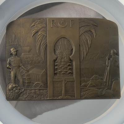 掌中浮雕-藏着的欧洲第052场 - NGC MS64 ：1930年法国殖民阿尔及利亚百年综合展大铜章，50 X 70mm，稀少！