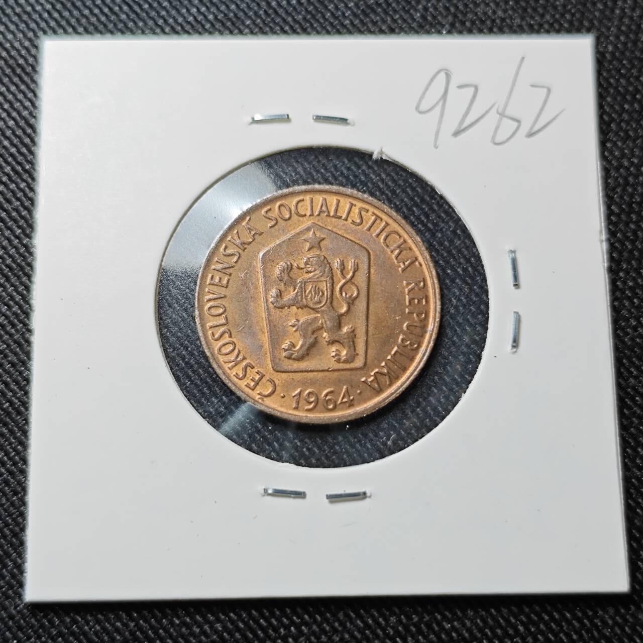 KK钱币收藏小铺  第392期  2月预留时间 周末发货  1964捷克斯洛伐克50赫勒铜币