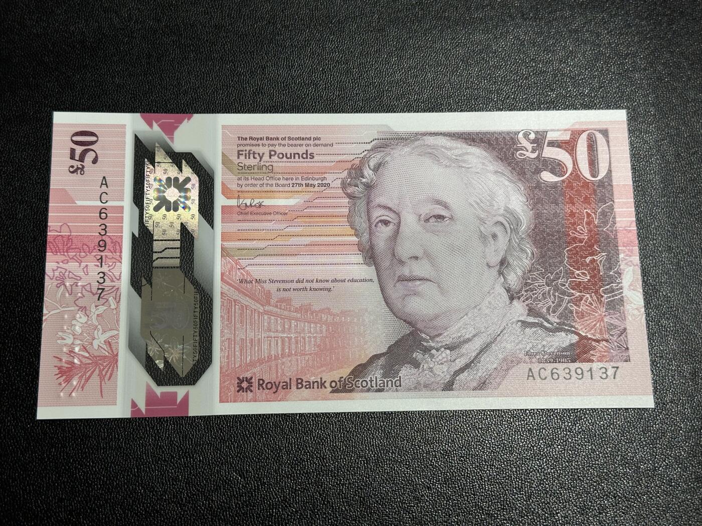 《外钞收藏家》第六百零八期（精选场）（本平台长期征集拍品、欢迎藏友们联系合作） 2020年苏格兰皇家银行50镑 全新UNC