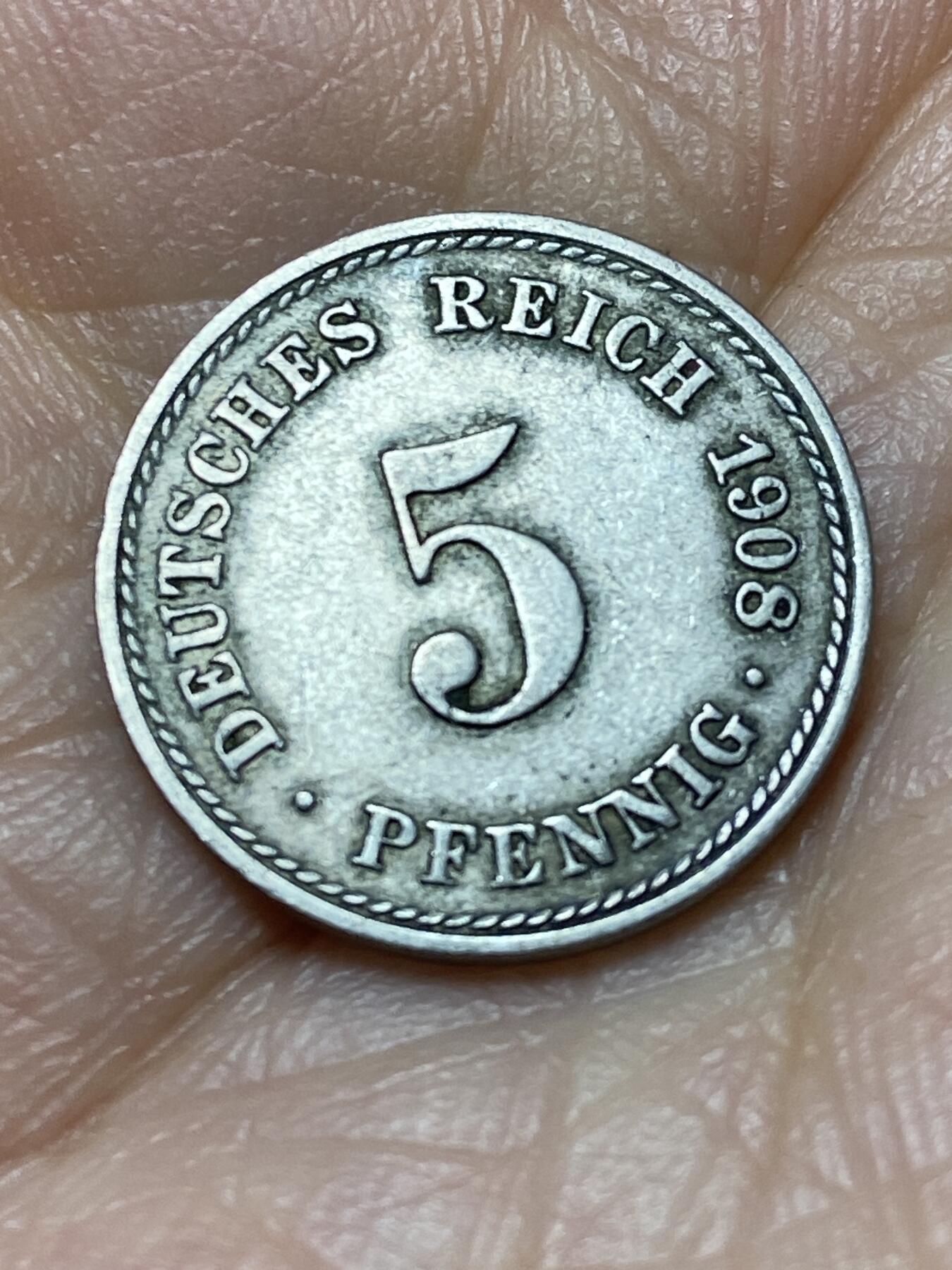 2026年第十九场(总第一百八十八场）外国好品散币场(免佣金) 流通好品–德意志帝国1908年5芬尼(威廉二世时期，A标柏林造)
