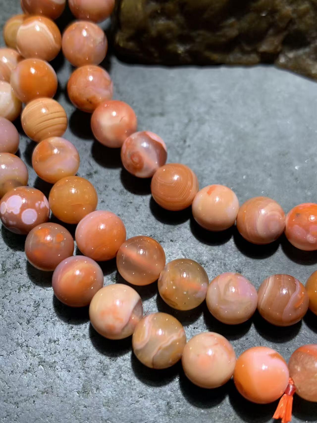 川料南红玛瑙柿子红冰飘108手串一条，