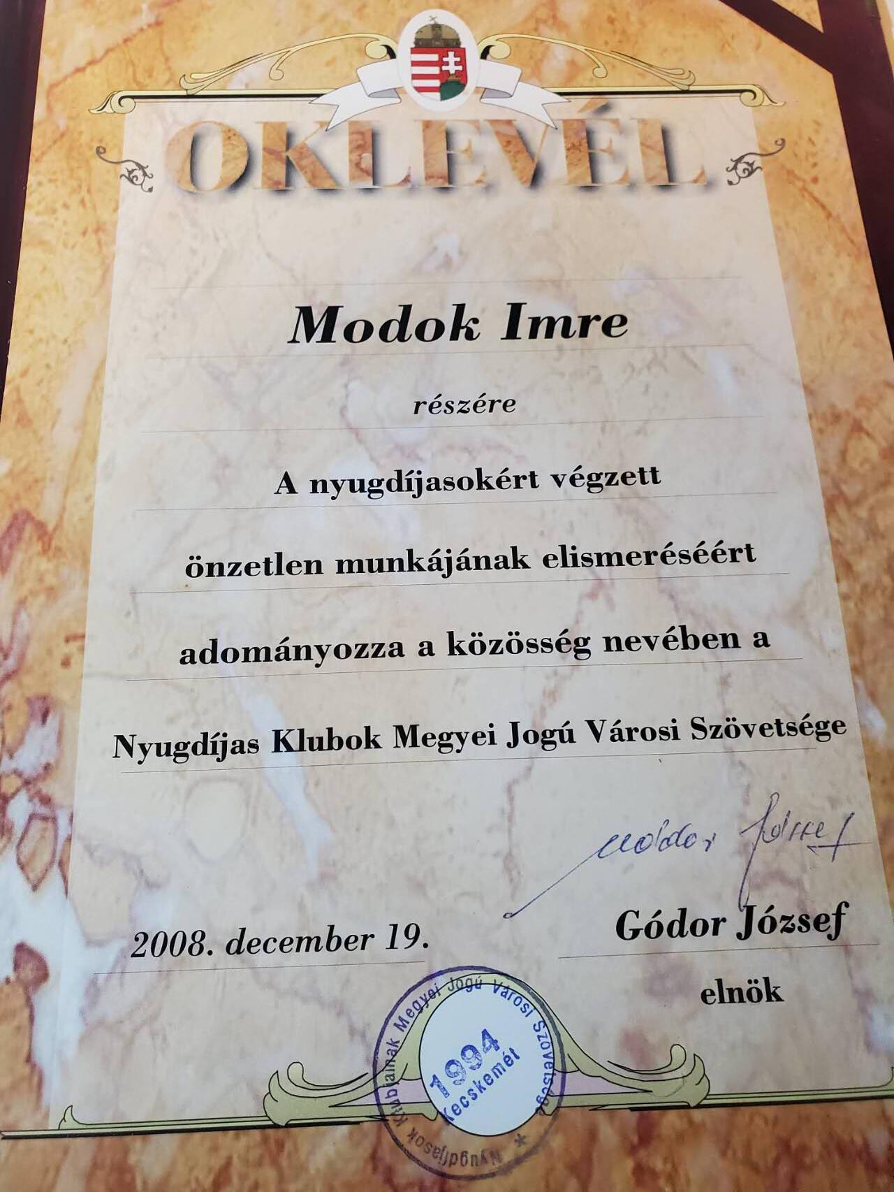 韵星假日军品类拍卖第三十九期暨默多克中校夫妇专场 -- Rimey Holidays Militaria Auction 39 & The Modoks Collection  匈牙利共和国（89-2013），匈牙利默多克中校市政府服务优秀大证书 警察总局贺信