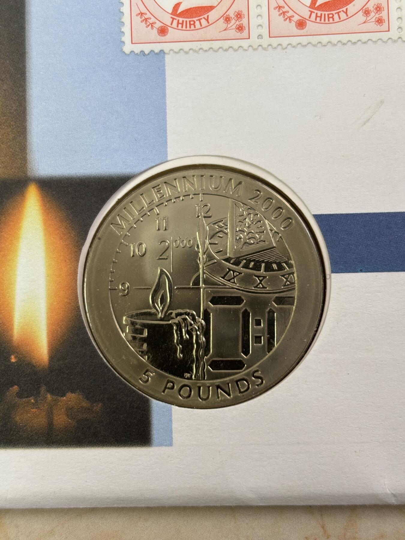 第190期拍卖 直布罗陀1999年5镑钛币 千禧年 10克钛 发行量：2万5千 首日封