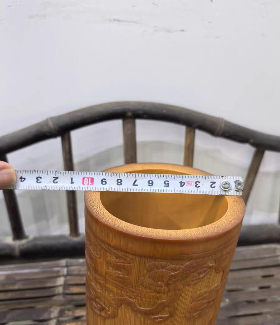 兰馨堂竹雕专场 名家玉竹雕松下人物竹雕笔筒