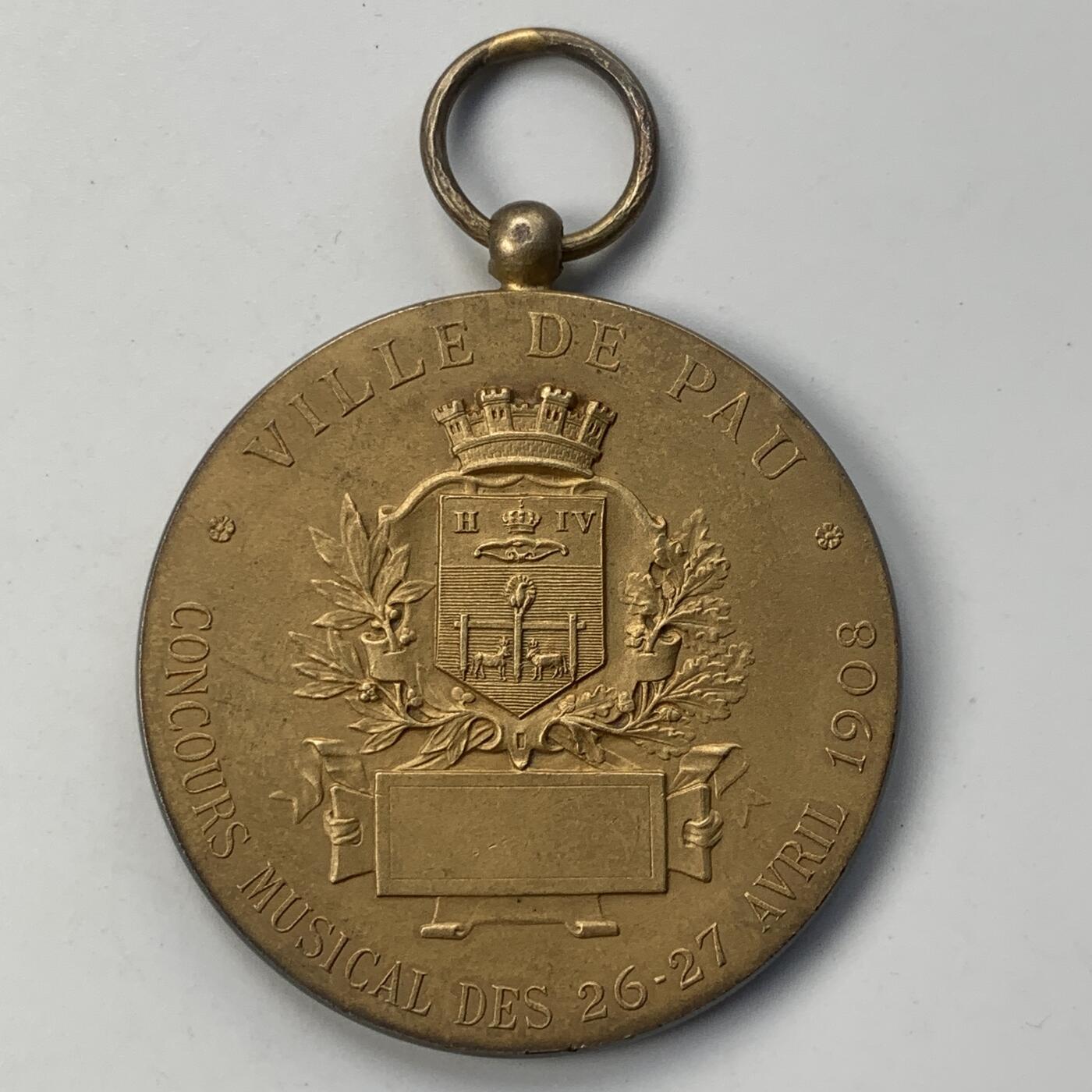 掌中浮雕-藏着的欧洲第052场 1908年法国音乐比赛金奖（银镀金），45mm ，46.76g