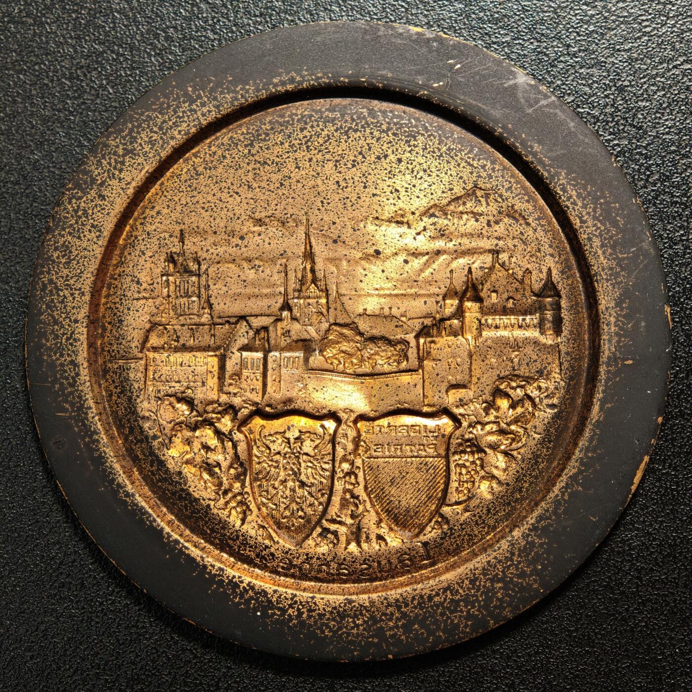 【德藏】世界币章拍卖第164期（拍品征集中~欢迎藏友联系） 1951年 瑞士洛桑妇女代表大会城市景观双面同模压制纪念铜章 少见 直径约：77mm；重约：35.5g