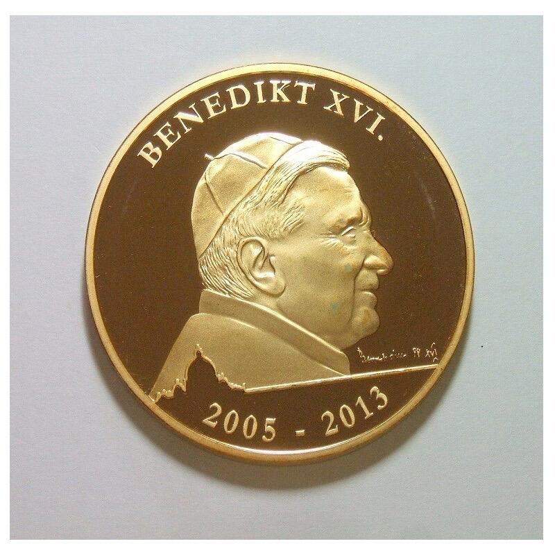 梵蒂冈2013年 教皇本笃十六世+大教堂高浮雕精制大镀金章 40MM