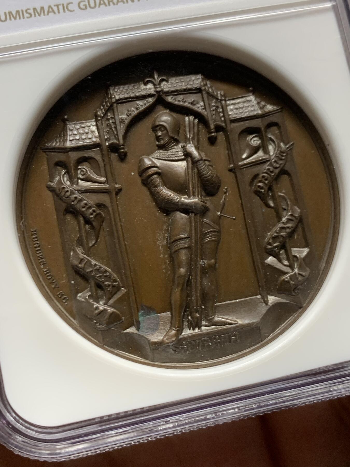 《竞宝斋》第465场 周日，周一，周二，3场连拍 （全场包邮）欢迎送拍 NGC MS64BN 瑞士1886年森帕赫战役胜利500周年纪念铜章 盒子加厚