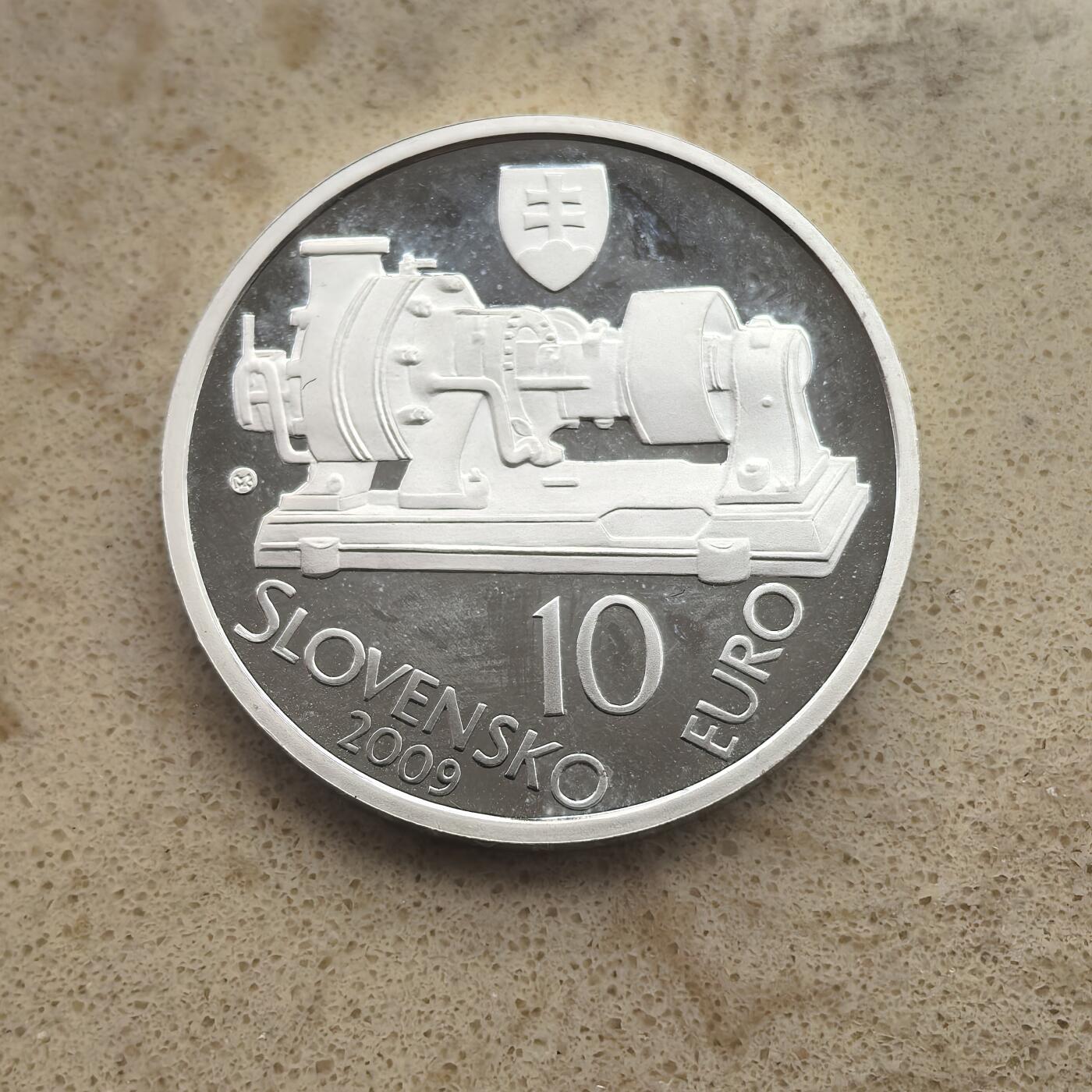 道一币馆币章第一百六十五场 斯洛伐克2009年热力学工程师奥雷尔·斯托多拉诞辰150周年10欧元银币 18g 900s