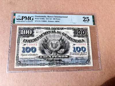 【Blue Auction】世界纸币精拍第782期——18级TOP拍卖/信誉/品质/专业/高效💫 - 危地马拉 1918年100比索 PMG25