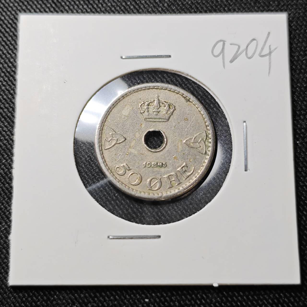 KK钱币收藏小铺  第392期  2月预留时间 周末发货  1945挪威50欧尔