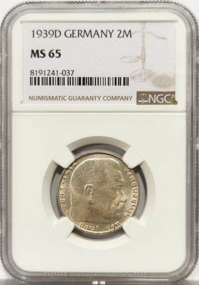 博洋堂“心向春光”2月精品大拍专场暨第160期（全场包邮） - NGC MS65 德国1939年兴登堡2马克银币，顶级分数品相