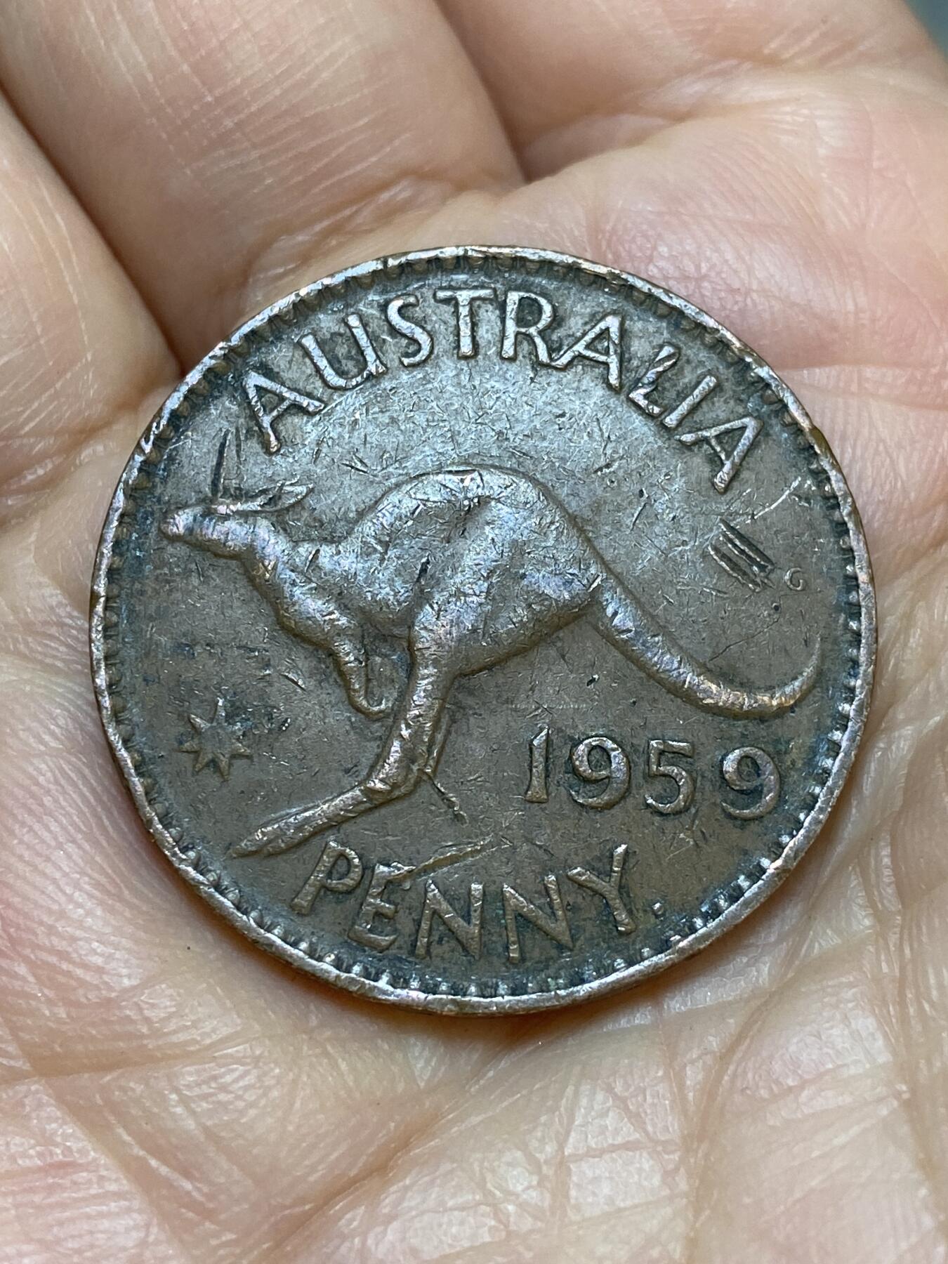 2026年第十九场(总第一百八十八场）外国好品散币场(免佣金) 澳大利亚🇦🇺1959年1便士(伊丽莎白二世青年桂冠第二版，p版珀斯造)