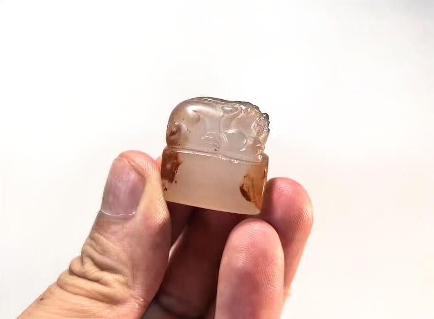 兰馨堂竹雕专场 冰飘玛瑙貔貅印章摆件把件