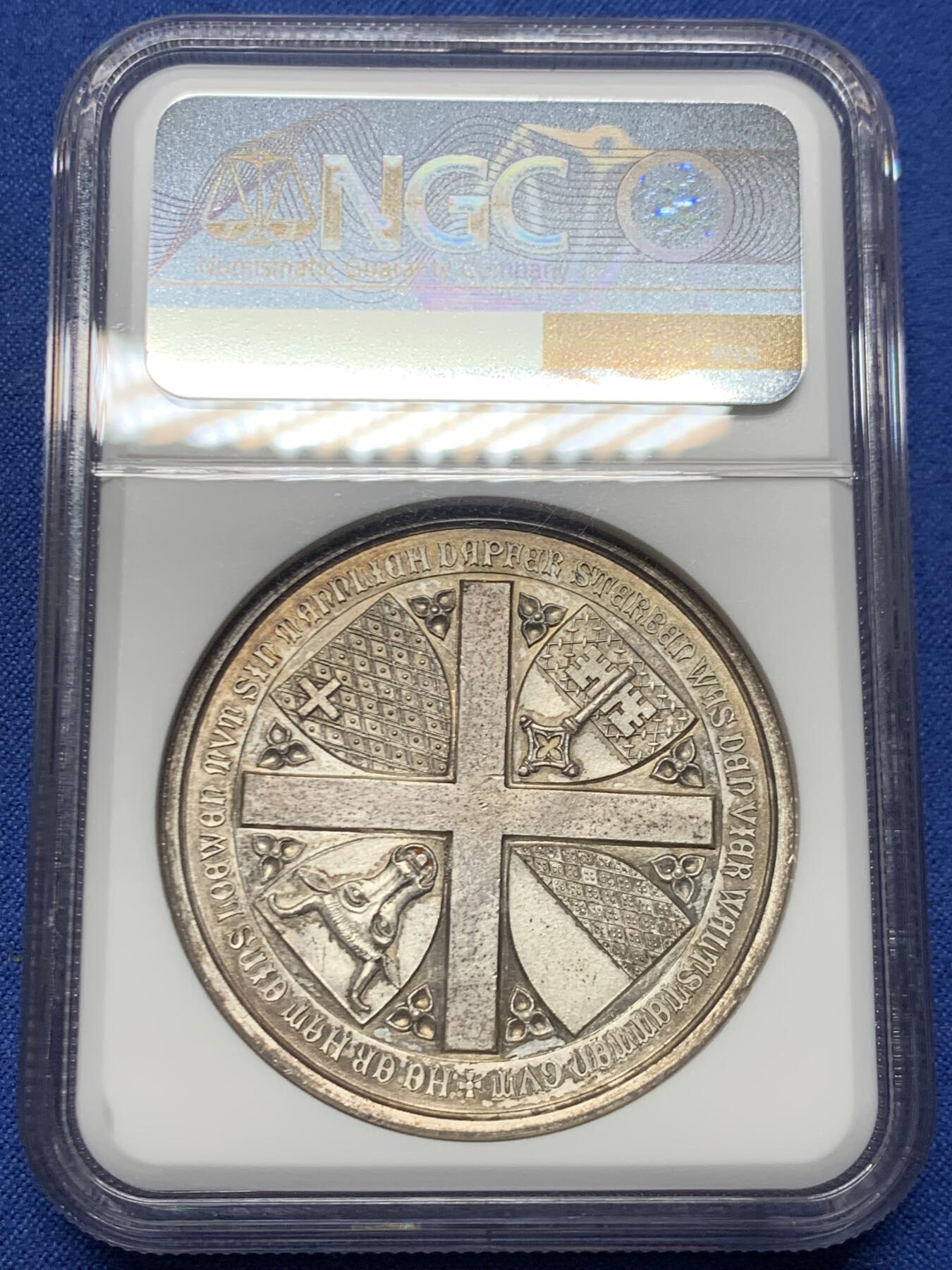 《竞宝斋》第465场 周日，周一，周二，3场连拍 （全场包邮）欢迎送拍 NGC MS63 瑞士1886年森帕赫战役胜利500周年纪念银章 加厚盒