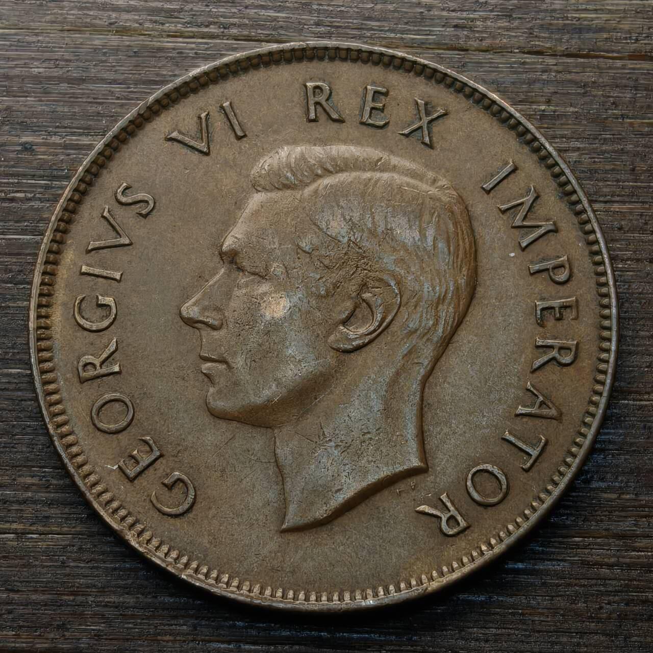 【本场4.12号发货】★第145★散币专场 不寄存，30包邮。不满30元，支付5元运费。《接受代拍 代送NGC评级》 55【无寄存】南非 1941年 乔治六世 1便士 铜币