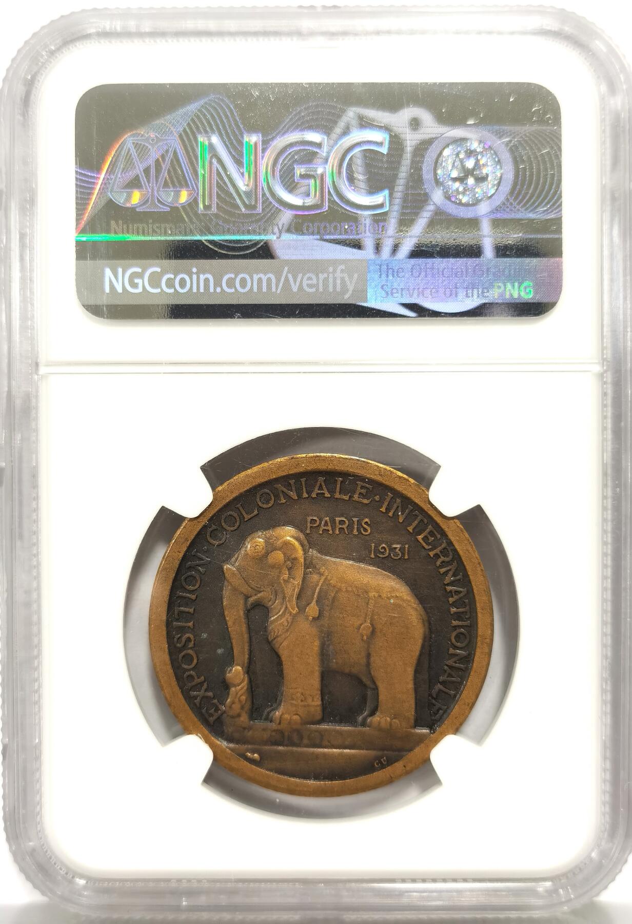 博洋堂“心向春光”2月精品大拍专场暨第160期（全场包邮） NGC MS64BN 法国1931年殖民地博览会纪念，极其异域风情的东南亚人像和大象造型！
