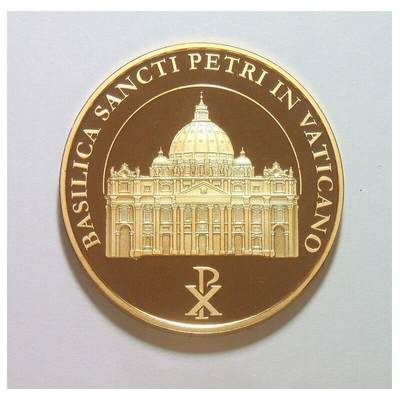 梵蒂冈2013年 教皇本笃十六世+大教堂高浮雕精制大镀金章 40MM 梵蒂冈2013年 教皇本笃十六世+大教堂高浮雕精制大镀金章 40MM