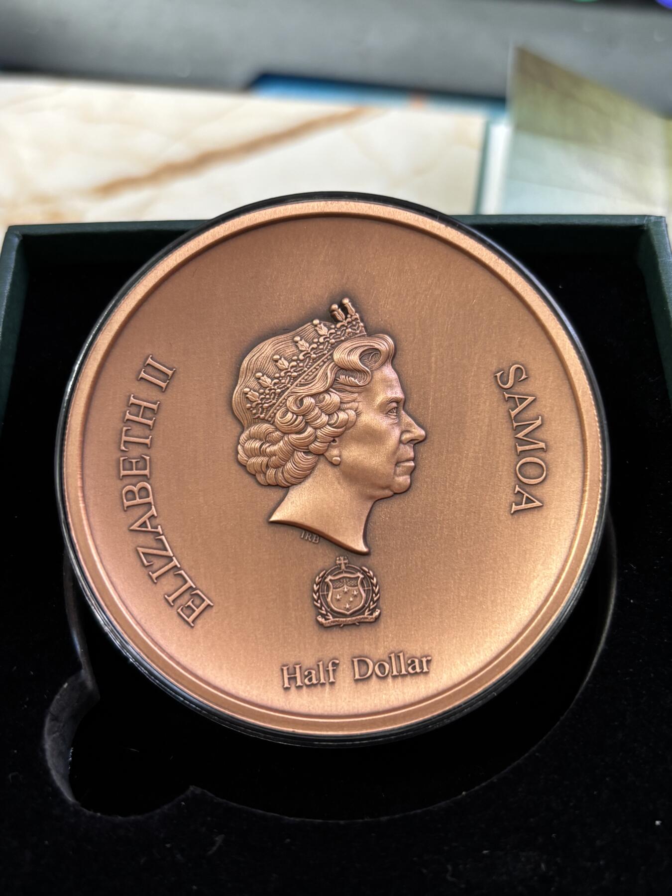 第190期拍卖 萨摩亚2020年半元仿古凹面铜币 海吉雅-健康与卫生的女神，其名称是英语