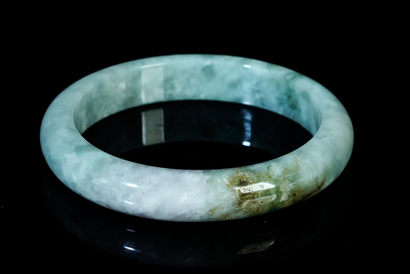 上海都达杂项专场二十一（全场包邮） 天然冰绿花翡翠（A货）贵妃手镯 附鉴定证书90-46