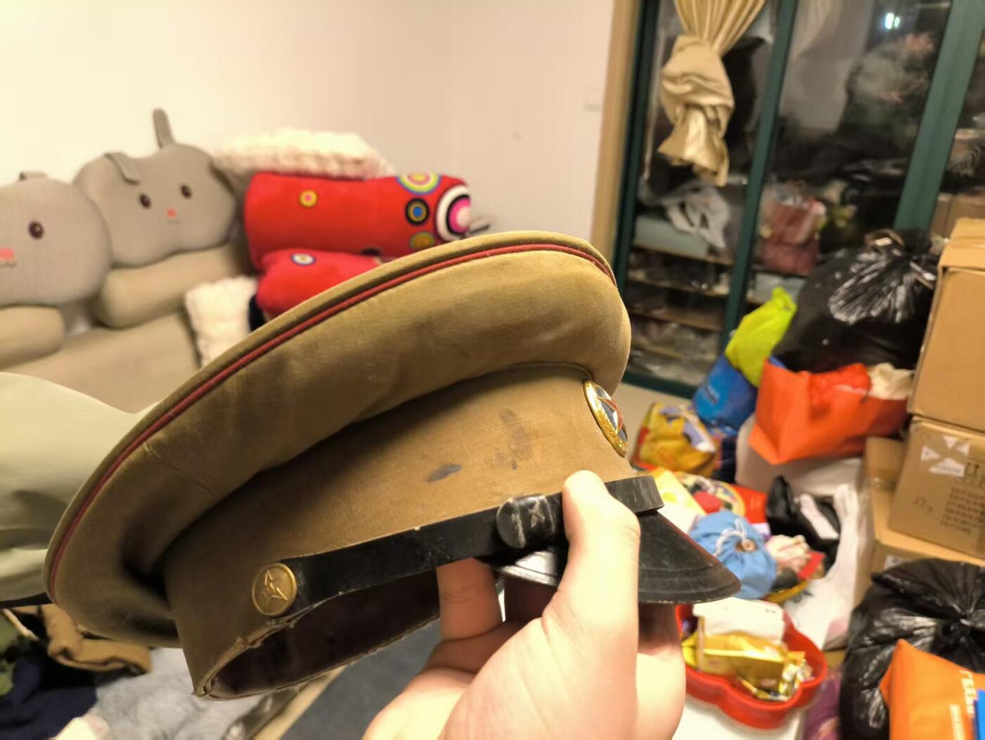 （店主清仓 大量自藏 制服徽章盛宴）罗岚⭐爱藏⭐甄选专拍第五场-分享拍场赚佣（实体经营） su-M55式陆早期斜纹尉官大檐帽 二号58头围 带全品帽徽