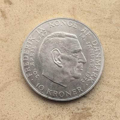 道一币馆币章第一百六十五场 - 丹麦1972年玛格丽特女王登基10克朗纪念银币  20.4g 800s