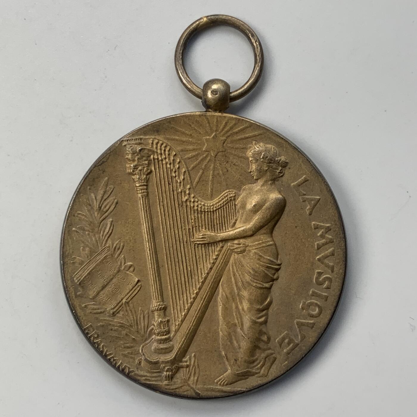 掌中浮雕-藏着的欧洲第052场 1908年法国音乐比赛金奖（银镀金），45mm ，46.76g