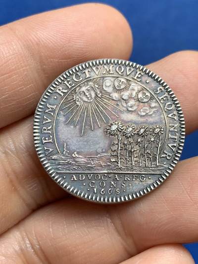 《竞宝斋》第465场 周日，周一，周二，3场连拍 （全场包邮）欢迎送拍 - 法国国王顾问律师团银质代币，12.26g，28.2mm，丰饶角边铭