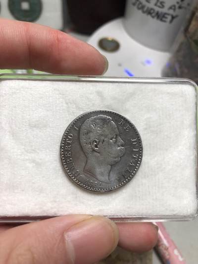 意大利翁贝托一世二里拉银币，纯银含量8.3克 - 意大利翁贝托一世二里拉银币，纯银含量8.3克