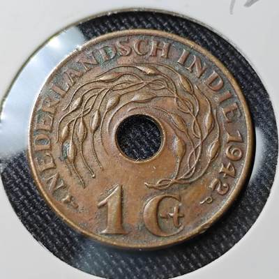 KK钱币收藏小铺  第392期  2月预留时间 周末发货 -  1942荷属东印度一分铜币