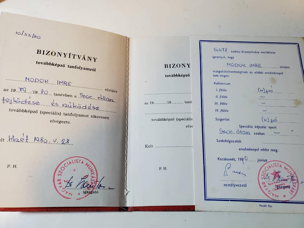 韵星假日军品类拍卖第三十九期暨默多克中校夫妇专场 -- Rimey Holidays Militaria Auction 39 & The Modoks Collection  匈牙利人民共和国默多克中校、默多克夫人完成党建通识教育、特殊教育证书一对