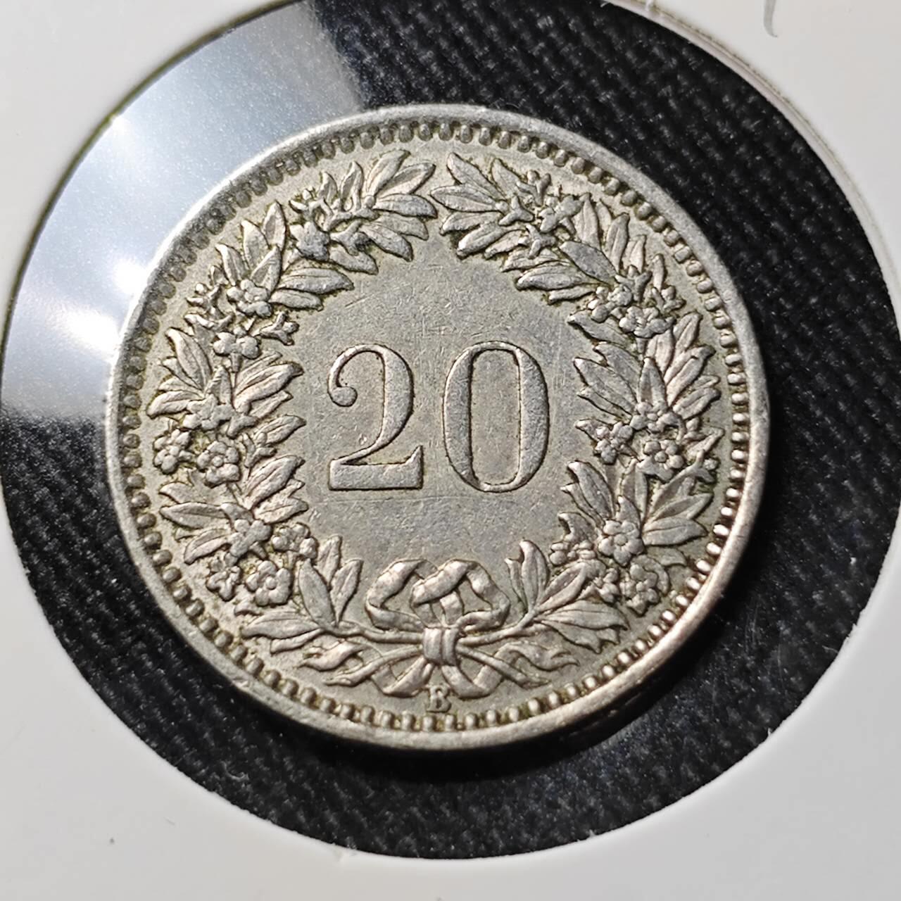 KK钱币收藏小铺  第392期  2月预留时间 周末发货  瑞士20分