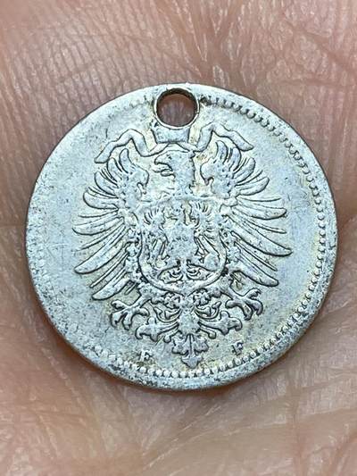 2026年第十九场(总第一百八十八场）外国好品散币场(免佣金) - 打孔–德意志帝国1874年20芬尼银币(威廉一世时期，F标斯图加特造，900高银)