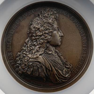 掌中浮雕-藏着的欧洲第052场 - NGC MS62 : 1697年尼德兰九年战争里斯维克条约原铸大铜章，75mm