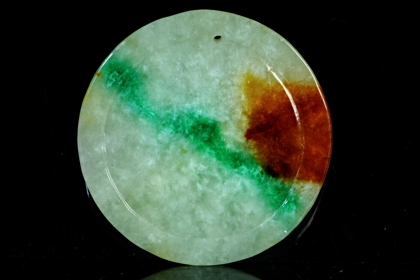 上海都达杂项专场十九（全场包邮） 天然三色彩翡翠（A货）精雕《狮子》挂件90-14